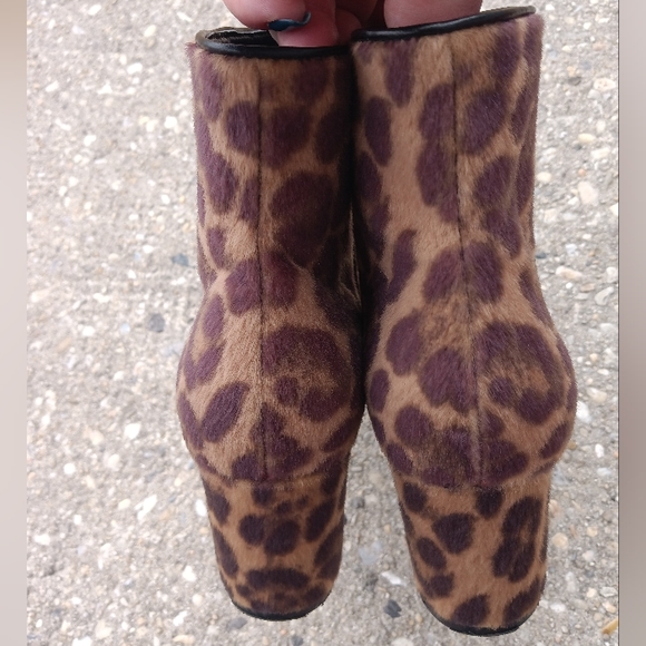 Nine West Brown & Tan Leopard Faux Fur Ankle Booties Women's Size 7.5 - Picture 4 of 14